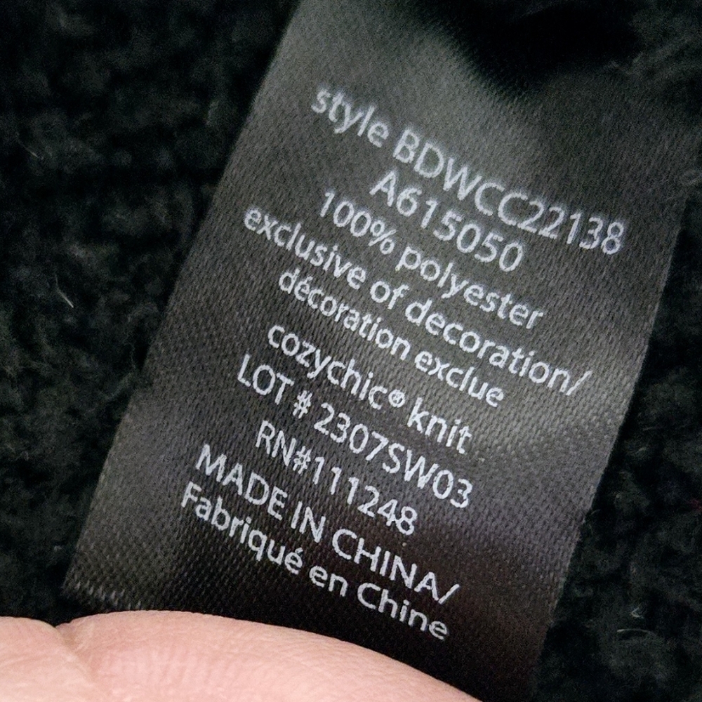 BAREFOOT DREAMS Cozy Chic Ribbed Knit Trim Cardigan Sweater Coat Black 1X - Picture 11 of 12